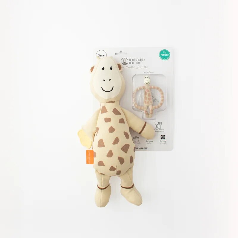 Matchstick Monkey Teething Gift Set 3m+ kousátko + hračka Giraffe 1 ks