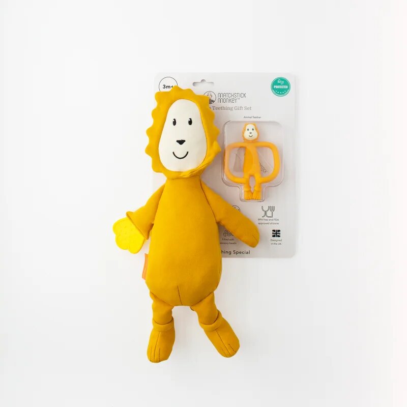 Matchstick Monkey Teething Gift Set 3m+ kousátko + hračka Lion 1 ks