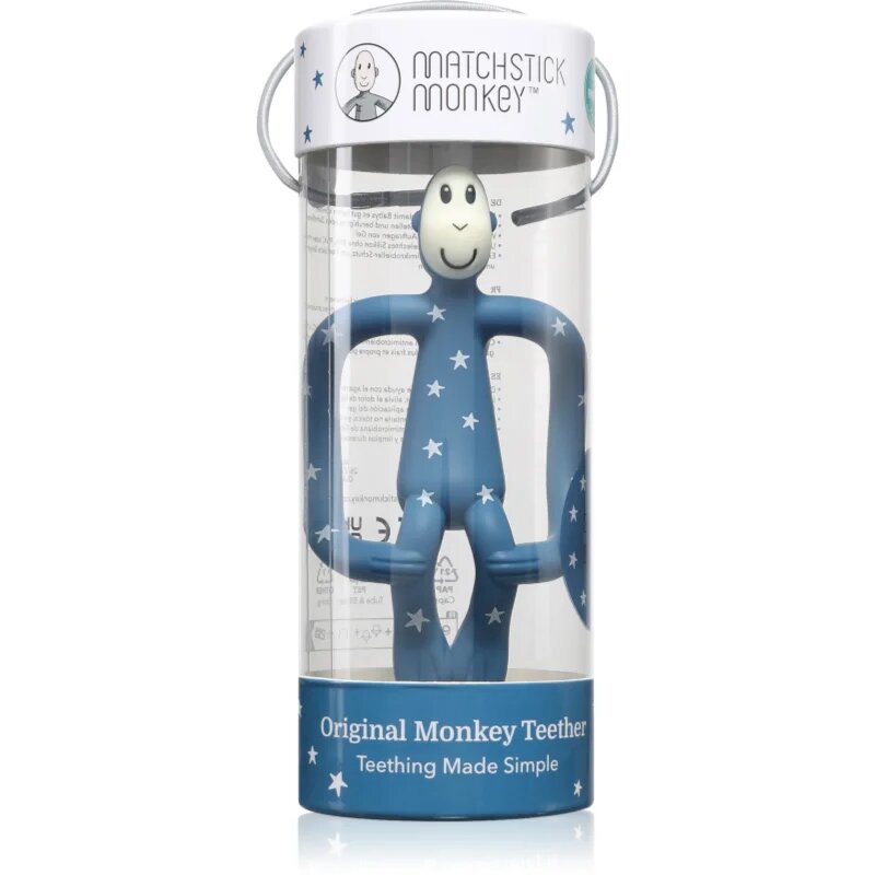 Matchstick Monkey Teething Toy and Gel Applicator kousátko s kartáčkem 2 v 1 Stars Blue 1 ks