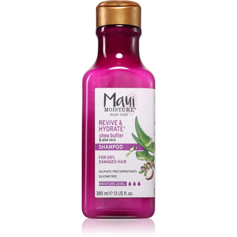 Maui Moisture Revive & Hydrate + Shea Butter & Aloe Vera hydratační a revitalizační šampon pro suché a poškozené vlasy 385 ml