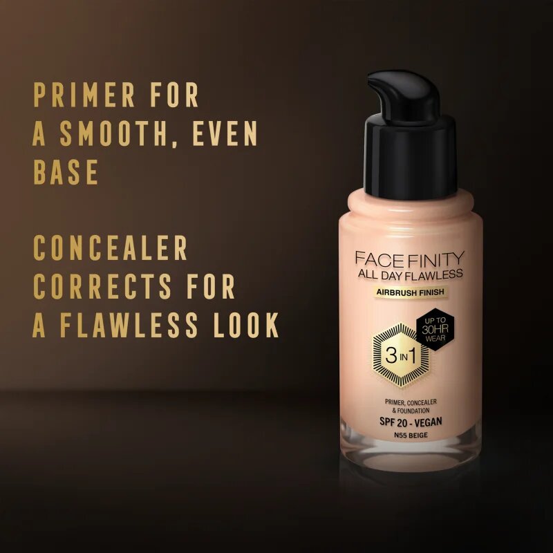 Max Factor Facefinity All Day Flawless dlouhotrvající make-up SPF 20 odstín 55 Beige 30 ml