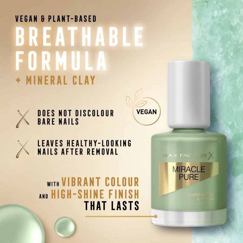 Max Factor Miracle Pure dlouhotrvající lak na nehty odstín 580 Lucky Jade 12 ml
