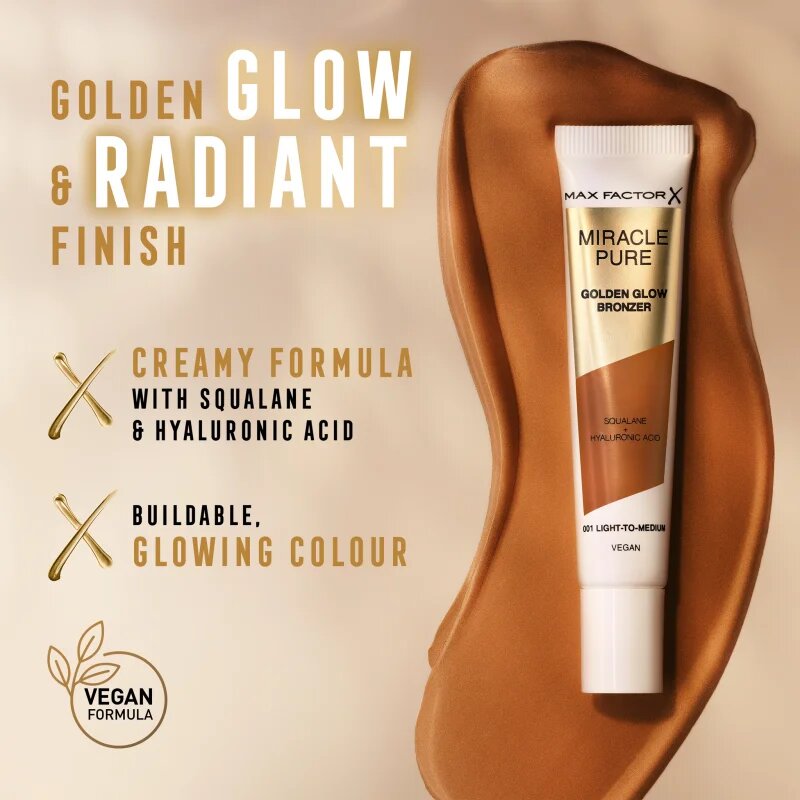 Max Factor Miracle Pure krémový bronzer pro rozjasnění pleti odstín 002 Medium to Dark 15 ml