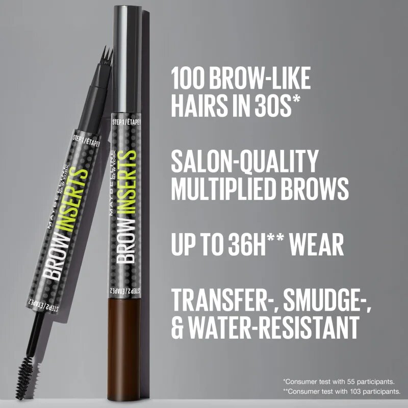 MAYBELLINE NEW YORK Brow Inserts fix na obočí s kartáčkem 2 v 1 odstín 4.5 Ash Brown 1.25 ml