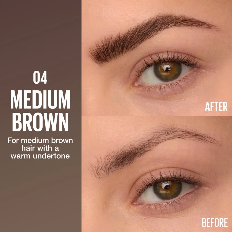 MAYBELLINE NEW YORK Brow Inserts fix na obočí s kartáčkem 2 v 1 odstín 4 Medium Brown 1.25 ml