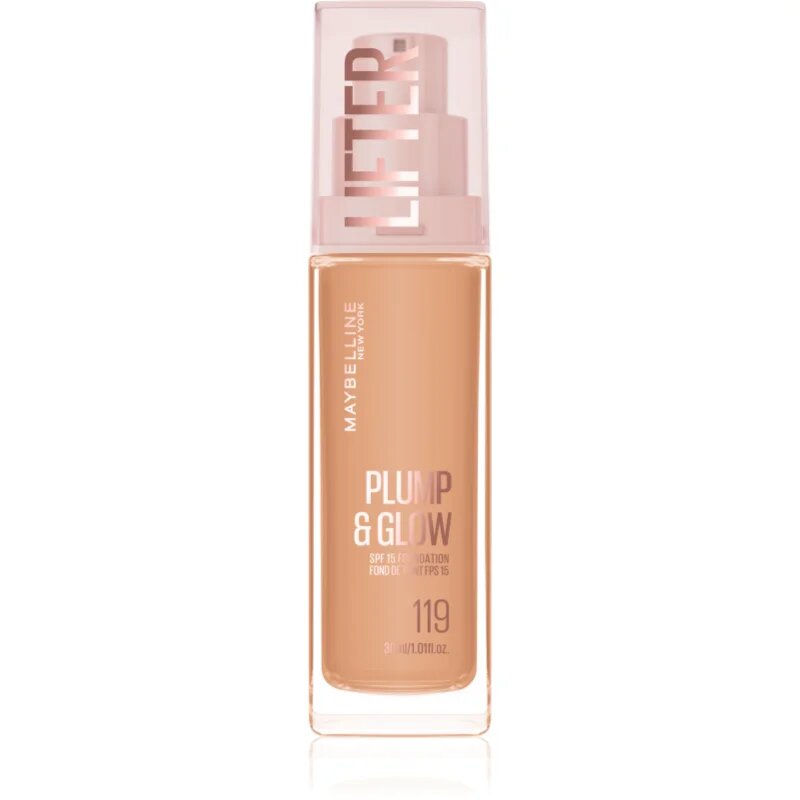 MAYBELLINE NEW YORK Lifter Plump & Glow rozjasňující make-up pro přirozený vzhled odstín 119 30 ml