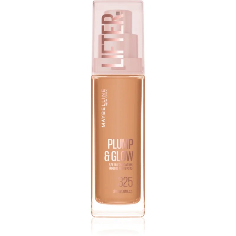 MAYBELLINE NEW YORK Lifter Plump & Glow rozjasňující make-up pro přirozený vzhled odstín 325 30 ml