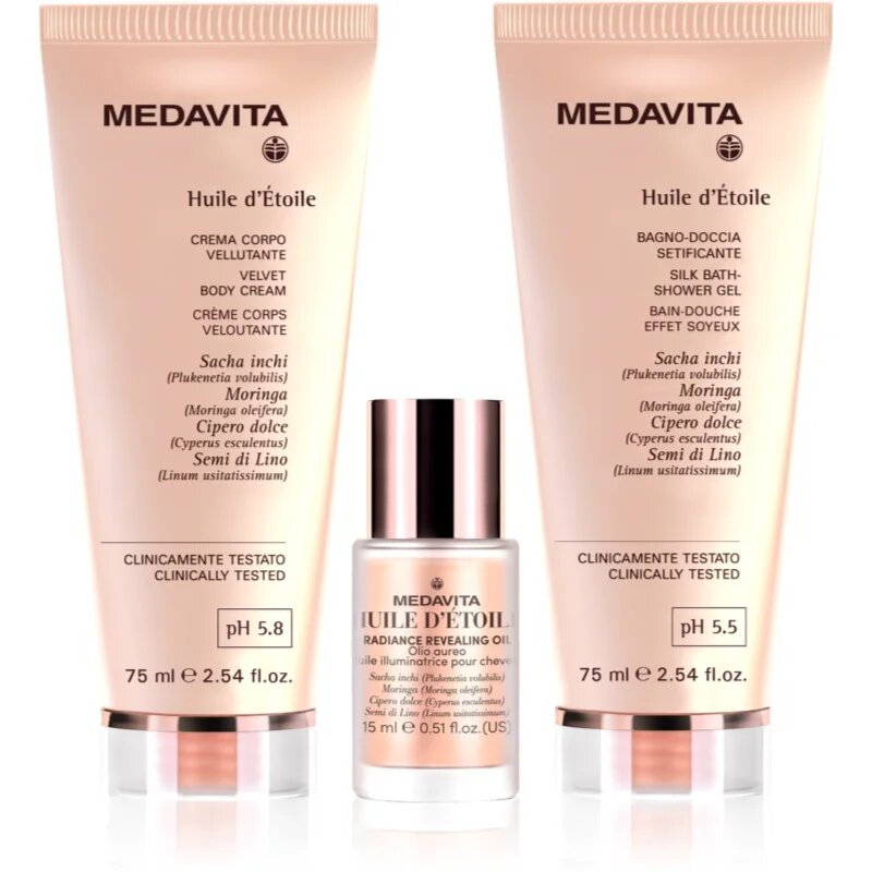 Medavita Huile d'Étolle Moisturizing Hair and Body Travel Set dárková sada na tělo a vlasy pro ženy