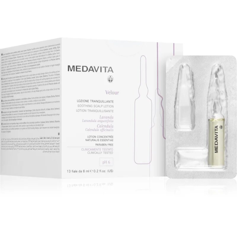 Medavita Velour Soothing Scalp Lotion intenzivní zklidňující péče na vlasy 12x6 ml