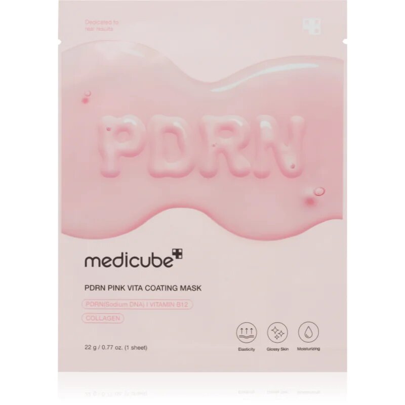 Medicube PDRN Pink Vita Coating Mask protivrásková plátýnková maska s rozjasňujícím efektem 22 g