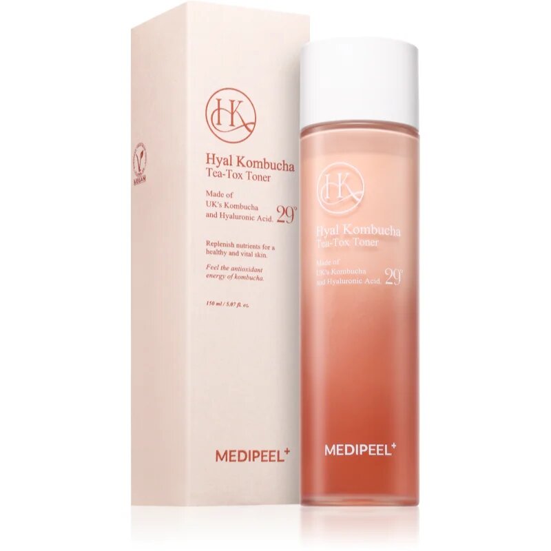 MEDIPEEL+ Hyal Kombucha Tea-Tox Toner hydratační tonikum pro posílení kožní bariéry 150 ml