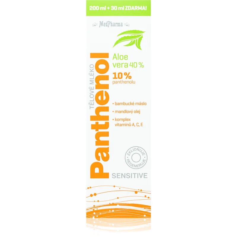 MedPharma Panthenol 10% Sensitive intenzivně hydratační tělové mléko s regeneračním účinkem 230 ml