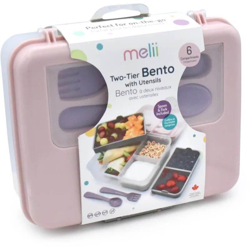 Melii Bento Box svačinový box Pink Purple Gray 1446 ml