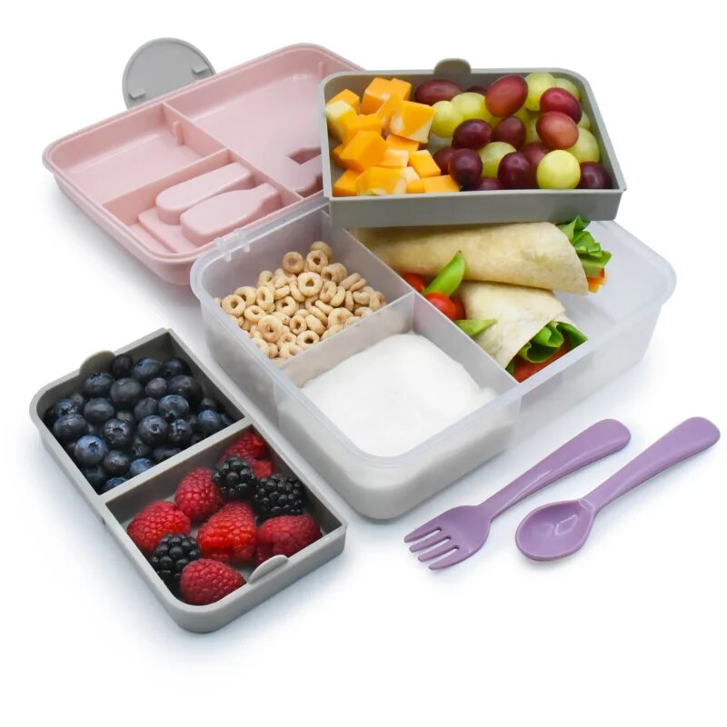 Melii Bento Box svačinový box Pink Purple Gray 1446 ml
