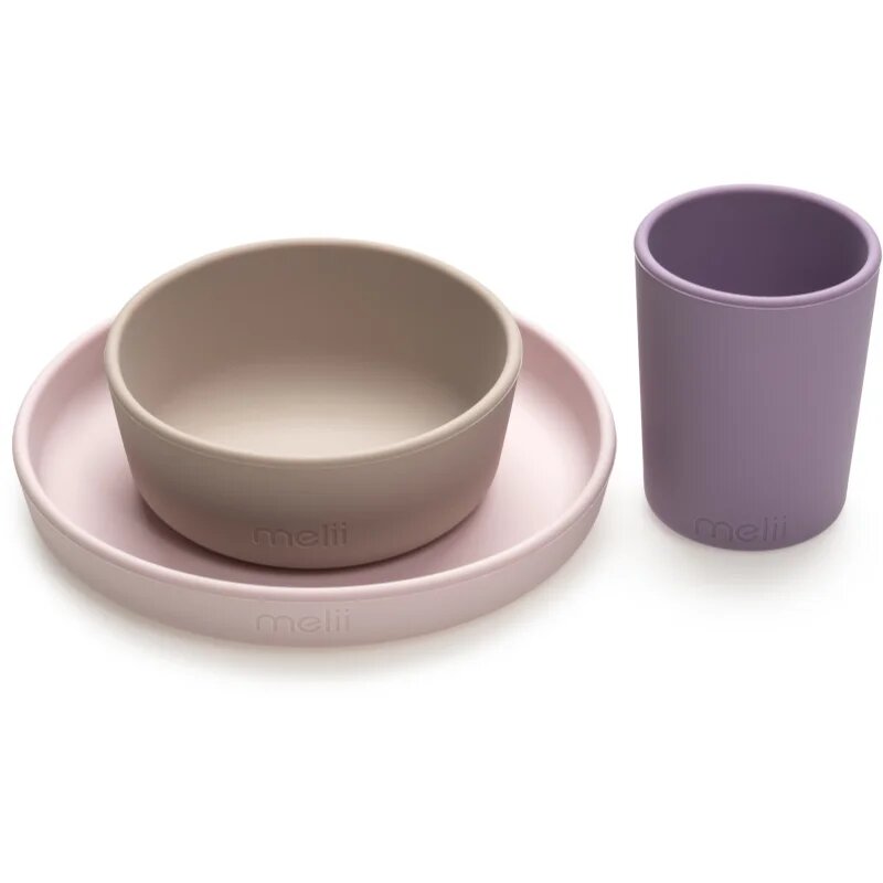 Melii Feeding Set jídelní set Pink Purple Grey 3 ks