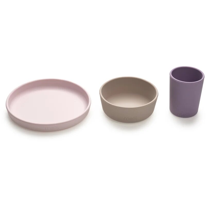 Melii Feeding Set jídelní set Pink Purple Grey 3 ks