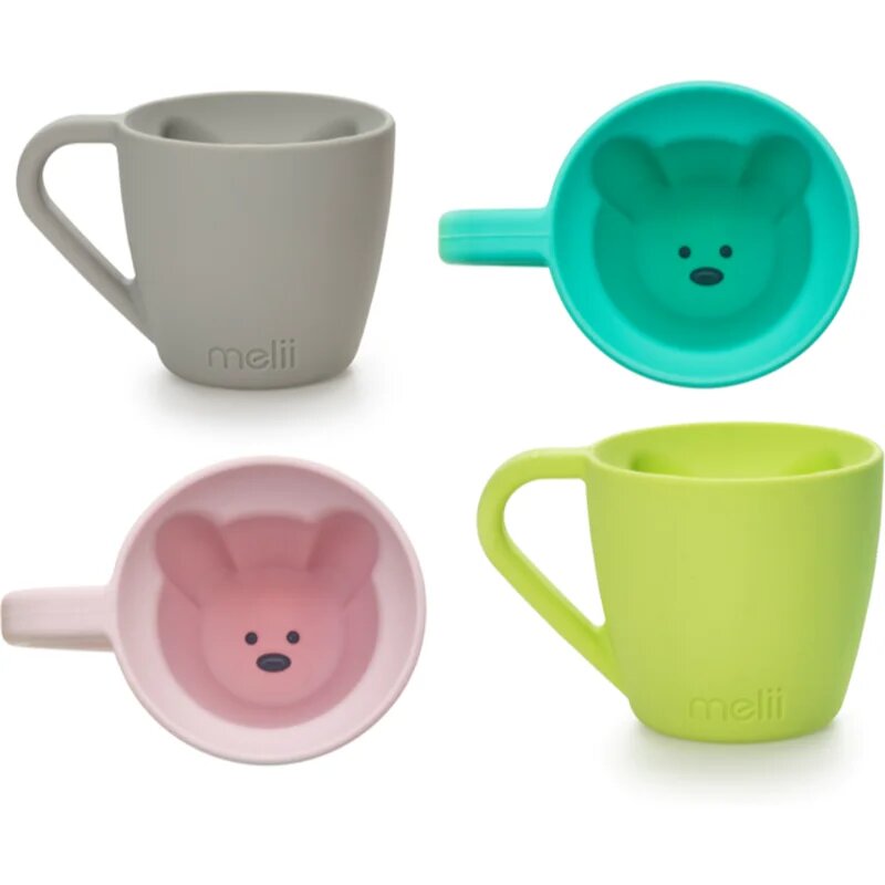 Melii Silicone Bear Mug hrnek Blue & Mint 2x145 ml