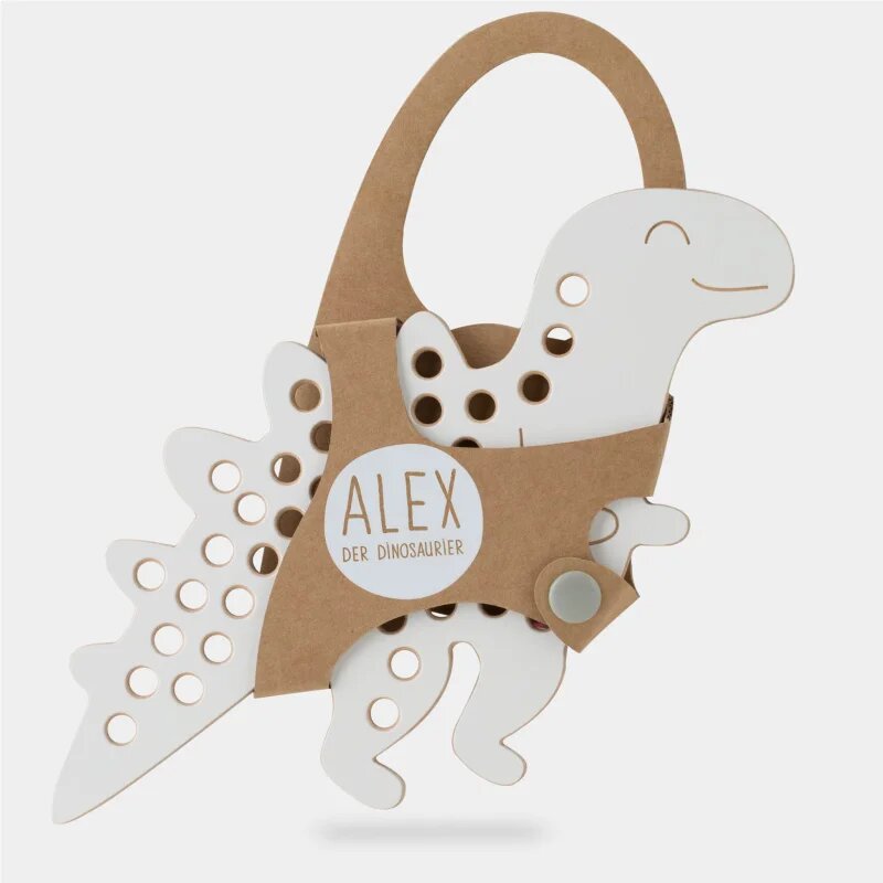 Milin Big Wooden Lacing Toy Dinosaur Alex aktivity hračka 22 cm x 15 cm x 07 cm 1 ks