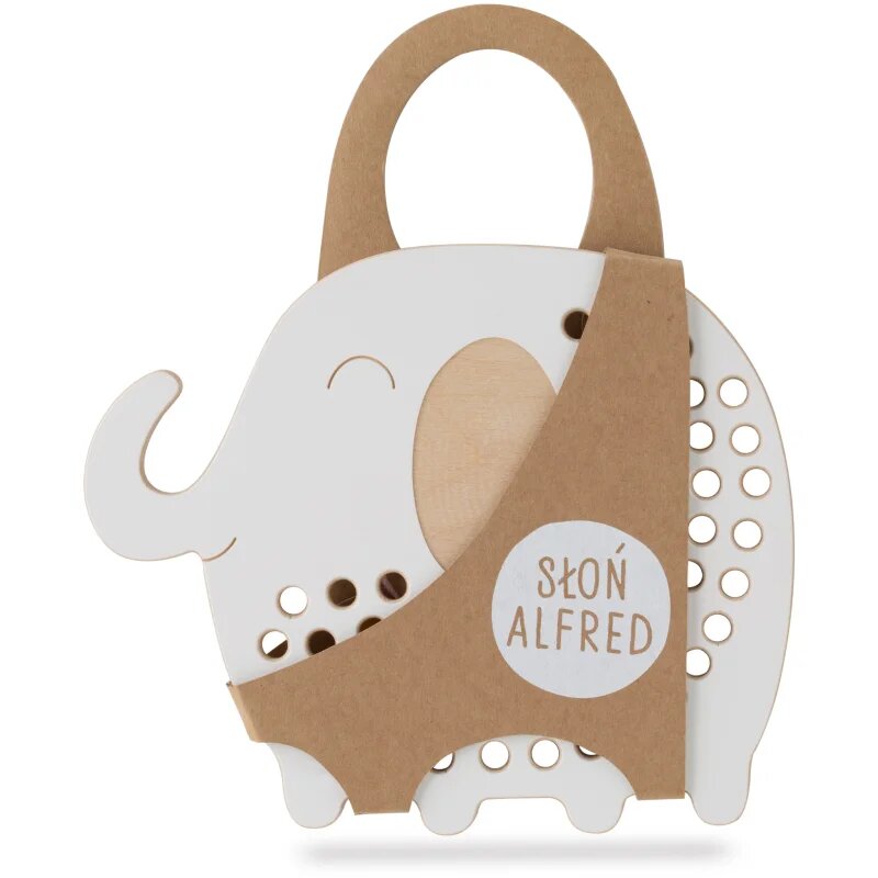 Milin Big Wooden Lacing Toy Elephant Oliver aktivity hračka 195 cm x 16 cm x 07 cm 1 ks