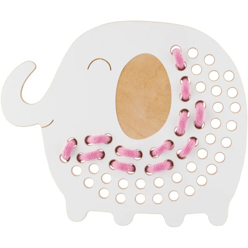 Milin Big Wooden Lacing Toy Elephant Oliver aktivity hračka 195 cm x 16 cm x 07 cm 1 ks