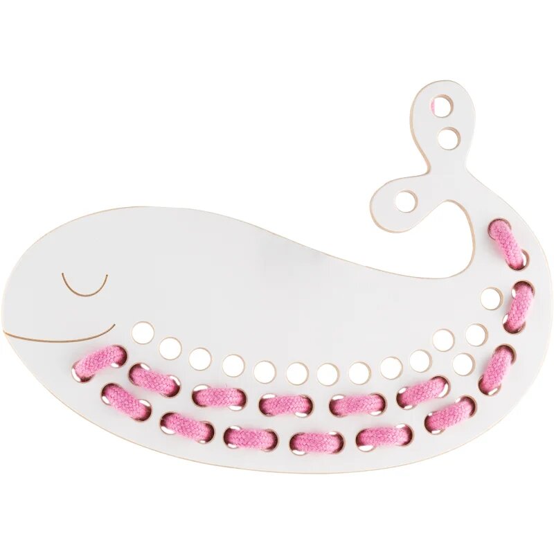 Milin Big Wooden Lacing Toy Whale Jack aktivity hračka 9 cm x 195 cm x 07 cm 1 ks