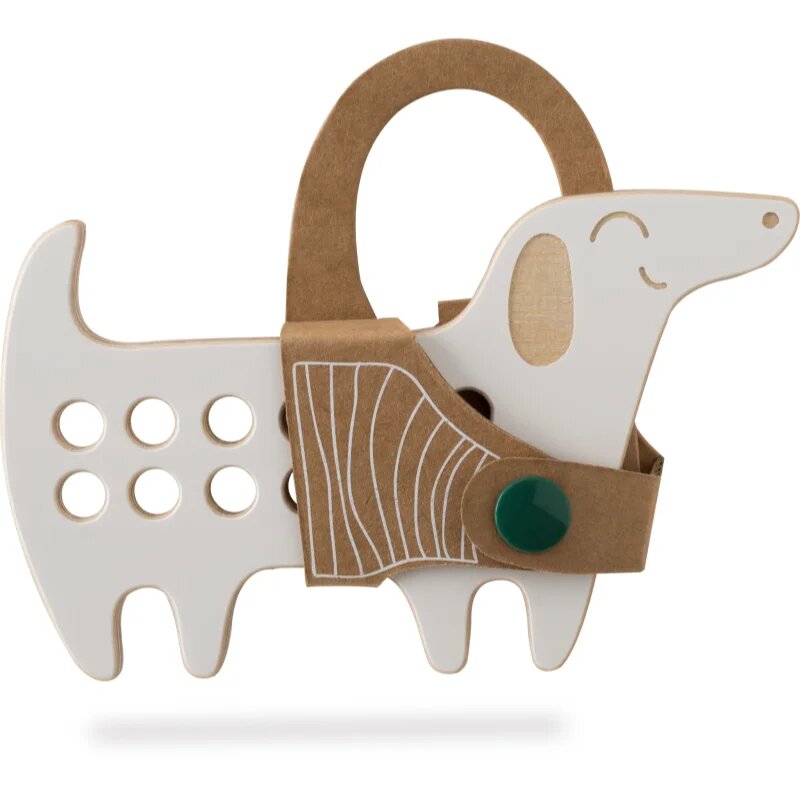 Milin Small Wooden Lacing Toy Daschund aktivity hračka 8 cm x 13 cm x 07 cm 1 ks