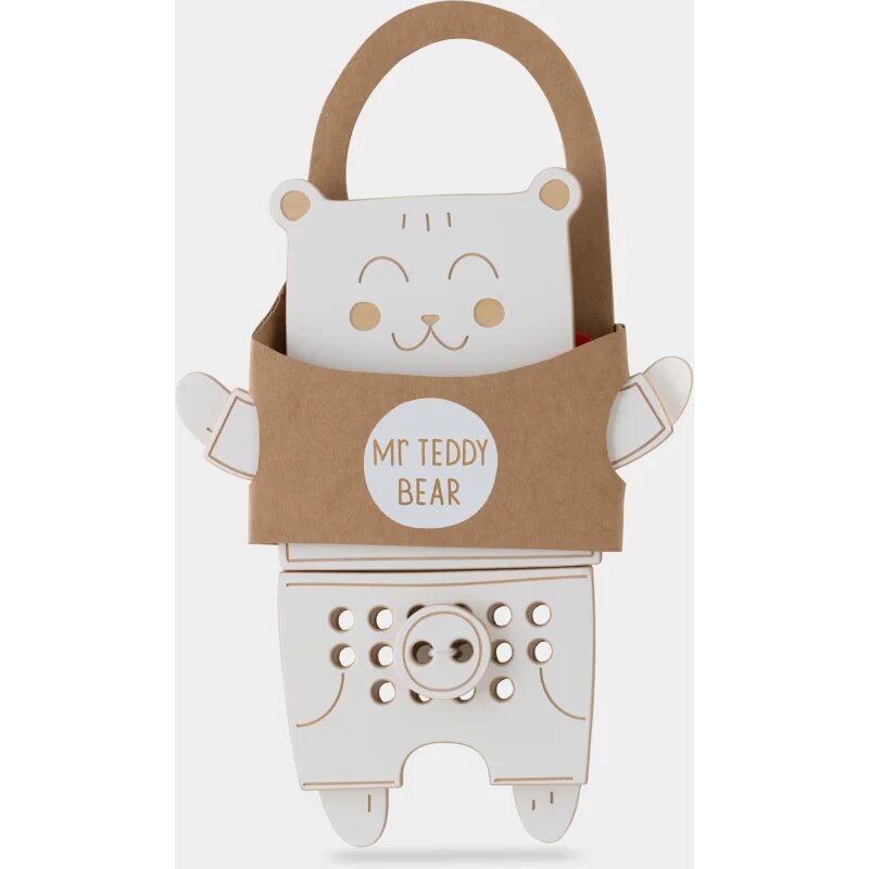 Milin Wooden Lacing Toy Mr. Teddy aktivity hračka 22 cm x 17 cm x 07 cm 1 ks