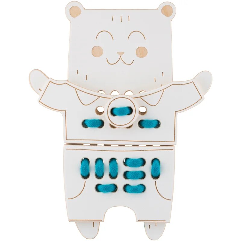 Milin Wooden Lacing Toy Mr. Teddy aktivity hračka 22 cm x 17 cm x 07 cm 1 ks
