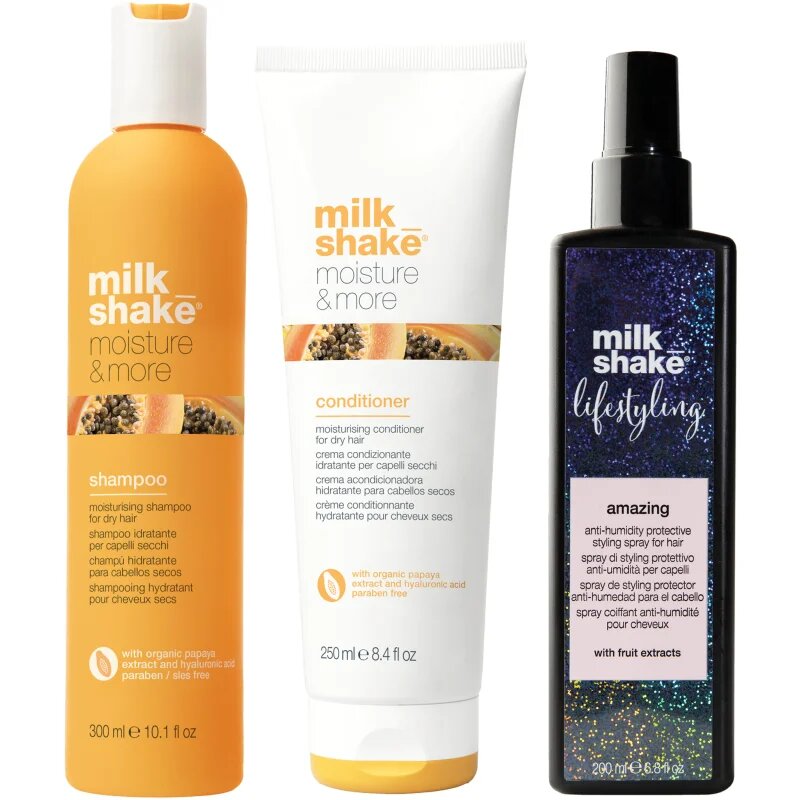 milk_shake® Three pack Amazing + Moisture & More sada pro suché vlasy