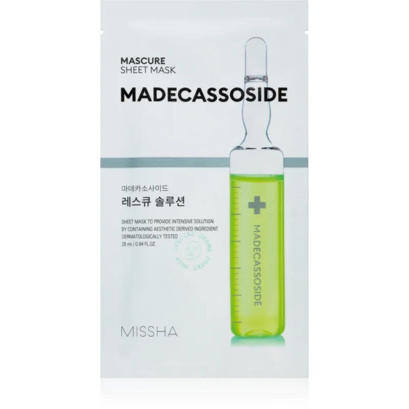 Missha Mascure Madecassoside pečující plátýnková maska pro citlivou a podrážděnou pleť 28 ml