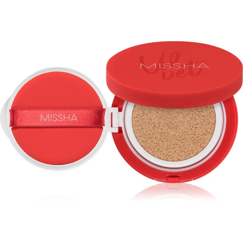 Missha Velvet Finish Cushion dlouhotrvající make-up v houbičce SPF 50+ odstín #21 Neutral Light Beige 15 g
