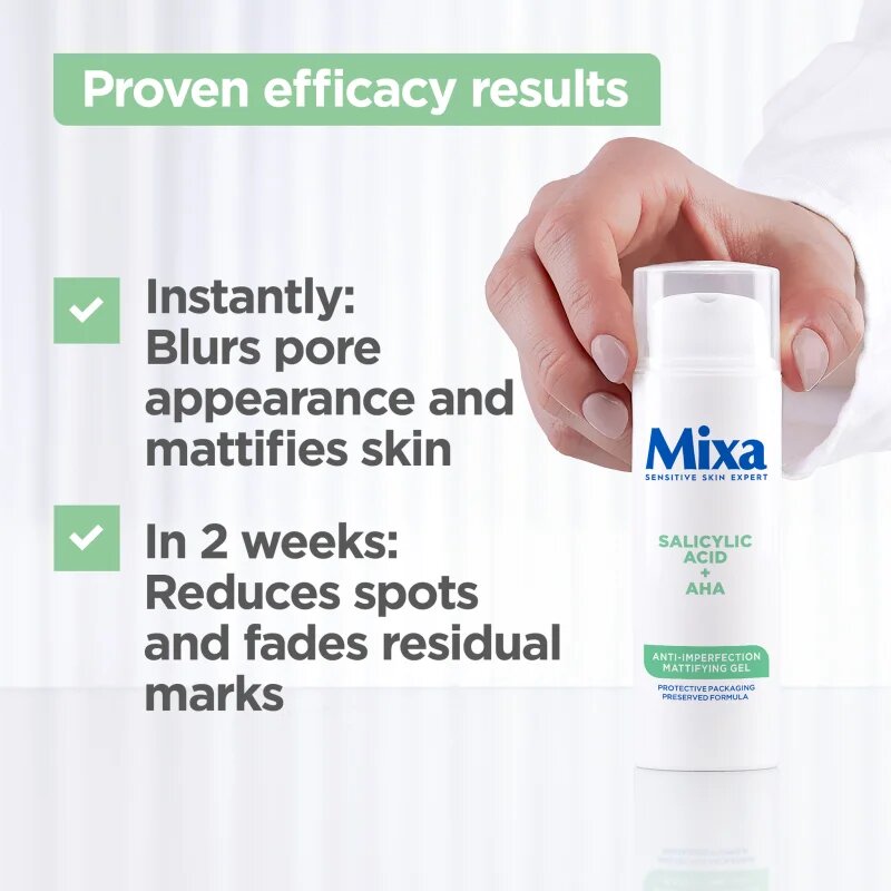 MIXA Anti-Imperfection Mattifying Gel matující gelový krém proti nedokonalostem pleti 50 ml