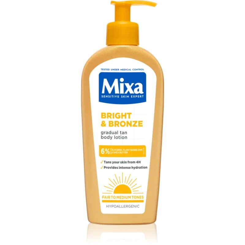 MIXA Bright & Bronze výživný tělový krém pro postupné opálení 250 ml