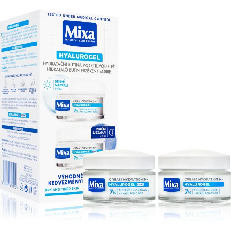 MIXA Hyalurogel denní a noční krém s kyselinou hyaluronovou 2x50 ml