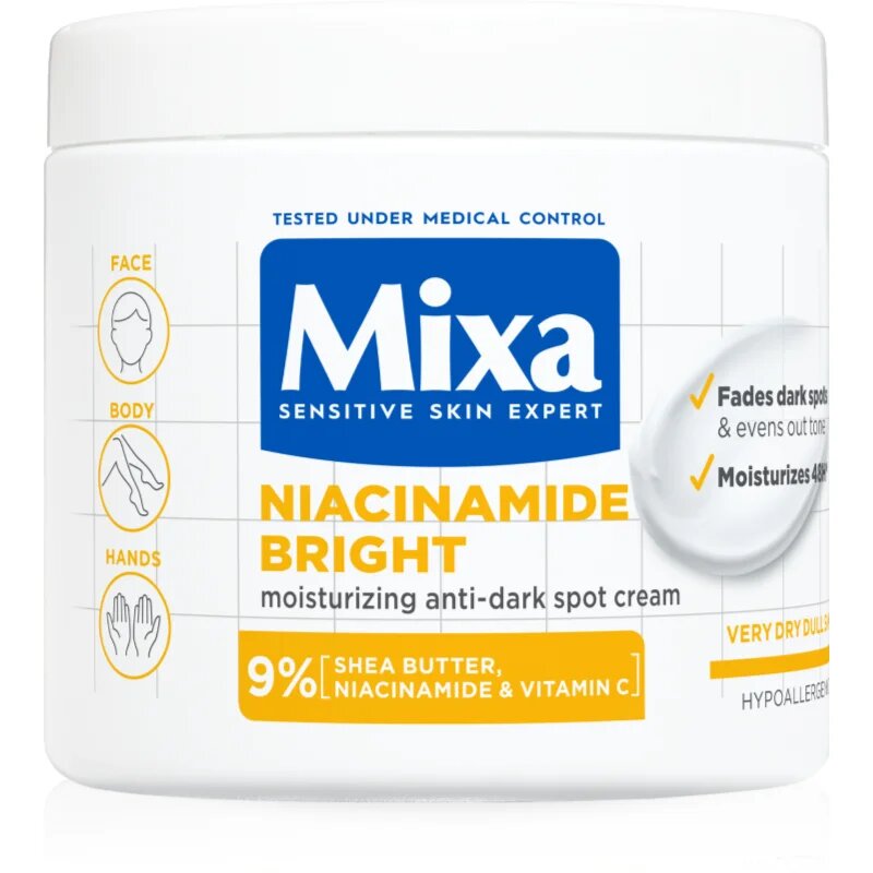 MIXA Niacinamide Bright intenzivně hydratační krém proti tmavým skvrnám 400 ml