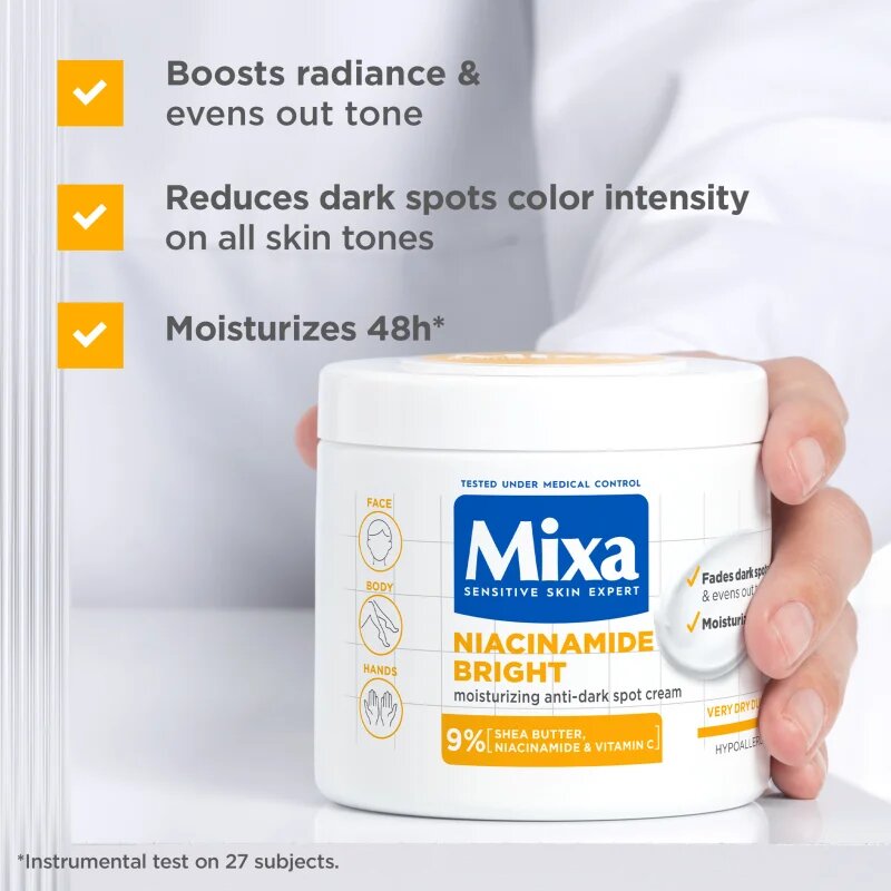 MIXA Niacinamide Bright intenzivně hydratační krém proti tmavým skvrnám 400 ml