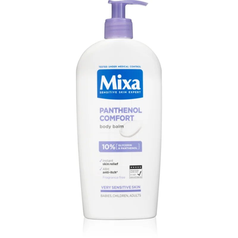 MIXA Panthenol Comfort zklidňující tělové mléko pro velmi suchou citlivou pokožku a pro pokožku se sklony k atopii 400 ml