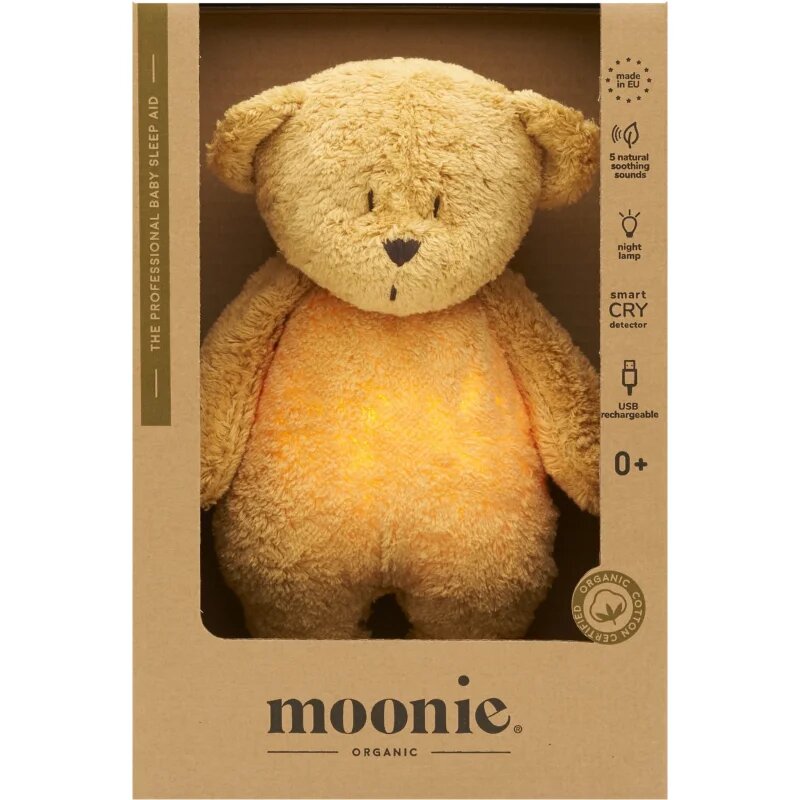 Moonie Bear 2.0 Organic Honey usínáček s melodií 1 ks
