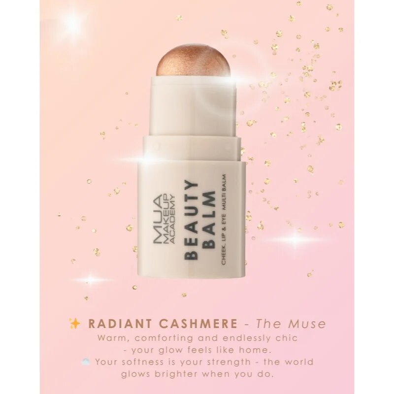 MUA Makeup Academy Beauty Balm krémový rozjasňovač v tyčince odstín Radiant Cashmere 4 g