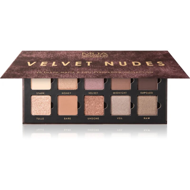 MUA Makeup Academy Eyeshadow Collection 10 Shade Palette paletka očních stínů odstín Velvet Nudes 11 g