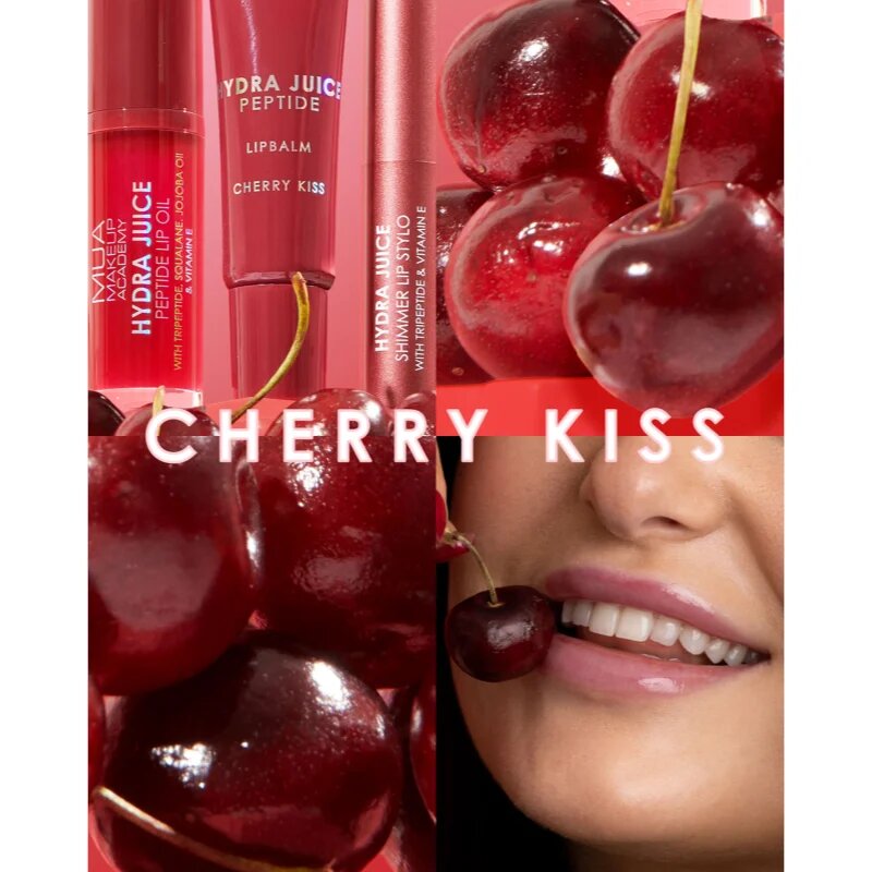 MUA Makeup Academy Hydra Juice Peptide Shimmer Lip Balm balzám na rty pro třpytivý lesk odstín Chery Kiss 10 ml