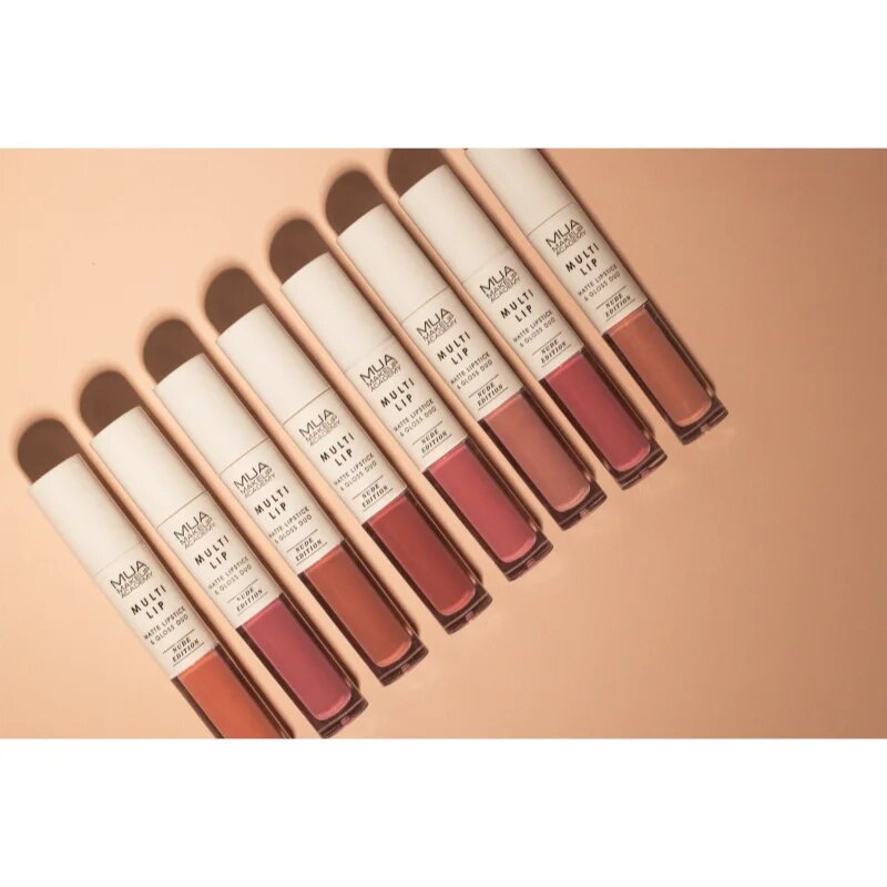 MUA Makeup Academy Multi Lip Nude Edition dlouhotrvající rtěnka a lesk na rty duo odstín Balance 3.2 g