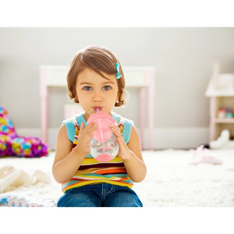 Munchkin Click Lock™ Tip & Sip hrnek s brčkem se závažím Pink 6 m+ 1 ks