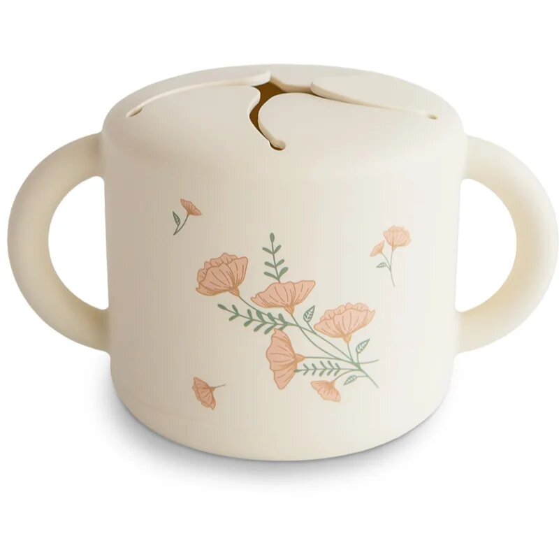 Mushie Baby Snack Cup hrnek na svačinku Pink Flowers 1 ks