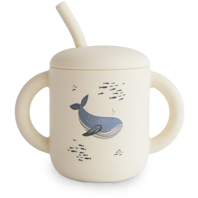 Mushie Silicone Training Cup Whales hrnek s brčkem 1 ks