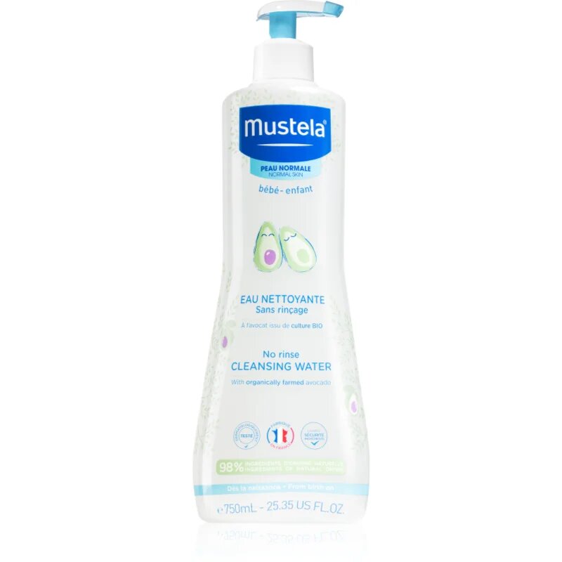 Mustela Bébé No Rinse Cleansing Water čisticí voda pro děti od narození 750 ml