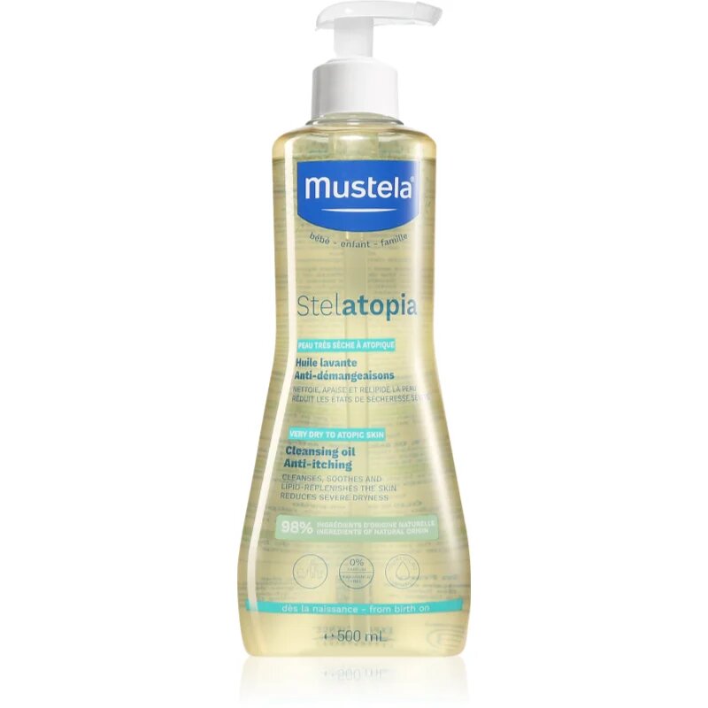 Mustela Bébé Stelatopia dětský olej do koupele i na tělo pro atopickou pokožku 500 ml