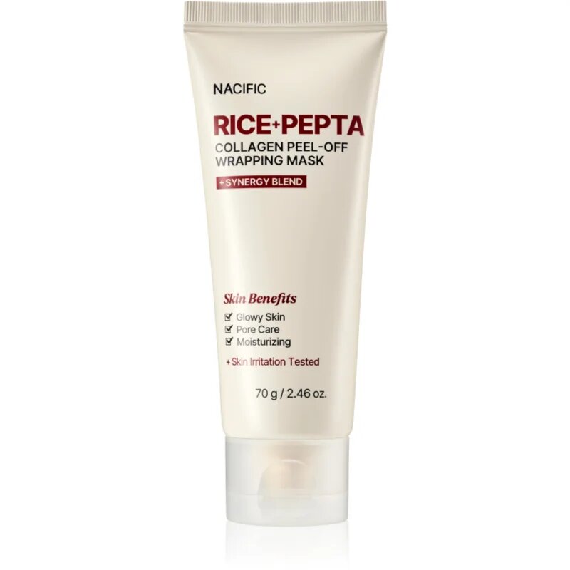Nacific Rice + Pepta Collagen Peel-off Wrapping Mask hydratační pleťová maska pro sjednocení barevného tónu pleti 70 g