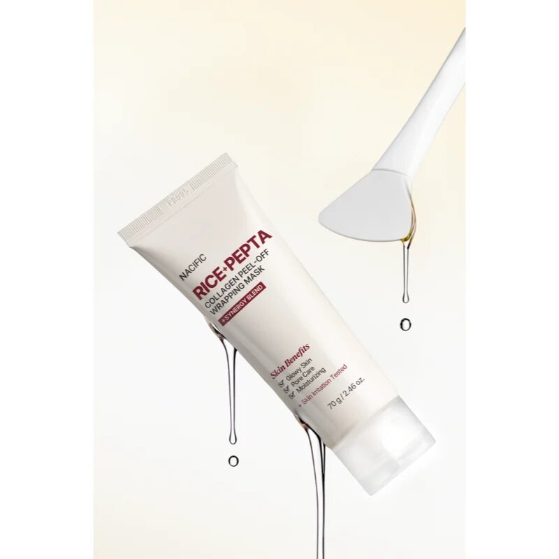 Nacific Rice + Pepta Collagen Peel-off Wrapping Mask hydratační pleťová maska pro sjednocení barevného tónu pleti 70 g