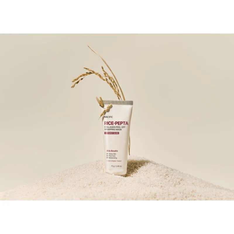 Nacific Rice + Pepta Collagen Peel-off Wrapping Mask hydratační pleťová maska pro sjednocení barevného tónu pleti 70 g